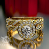 0.86ct Brilliant Diamond Gold Halo Bridal Set - 01US37